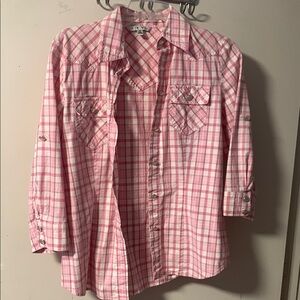CAbi Pink Blouse with Rolled Sleeves